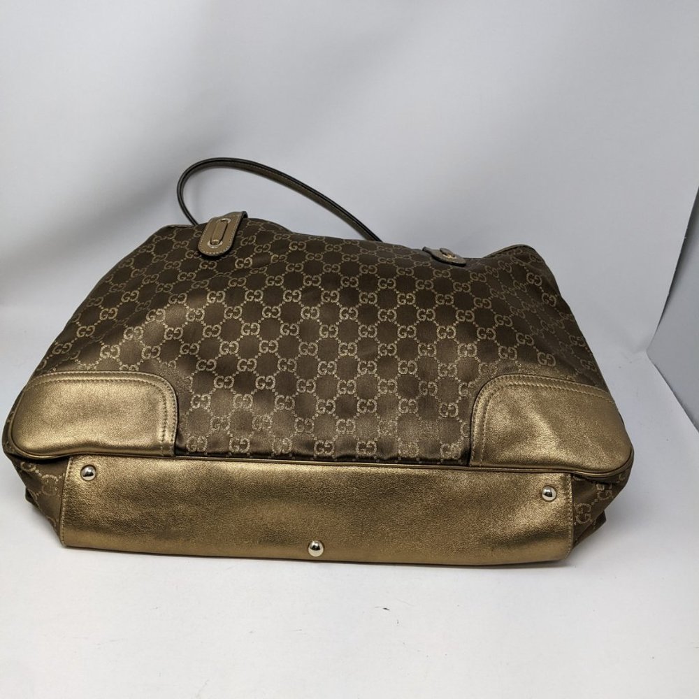 Gucci Tote Bag GG Canvas Light Brown Silk Satin - Picture 4 of 16